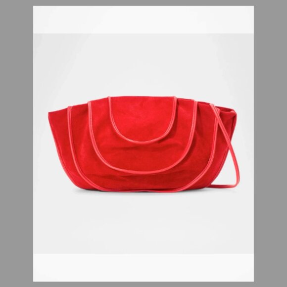 STAUD Handbags - Staud NWT Wells Convertible Shoulder BAG/ Clutch Suede Red Rose (ORIG. $395)
